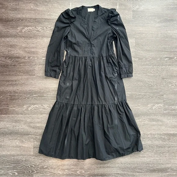 Nation LTD Los Angeles Chic Black Long-Sleeve Dress 100% Pima Cotton - Picture 2 of 8